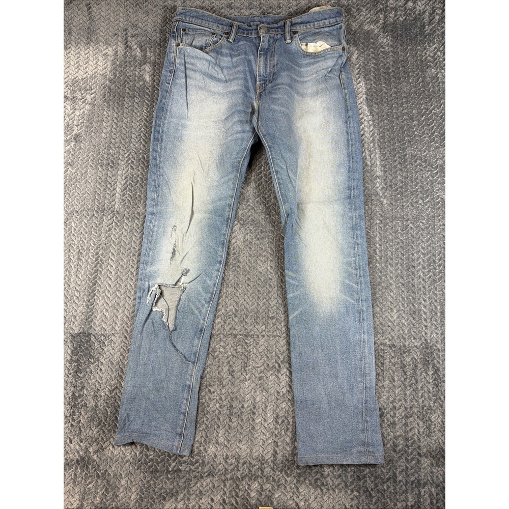 Levi's Premium 511 Jeans Mens 33x36 Blue Straight Leg Denim Distressed